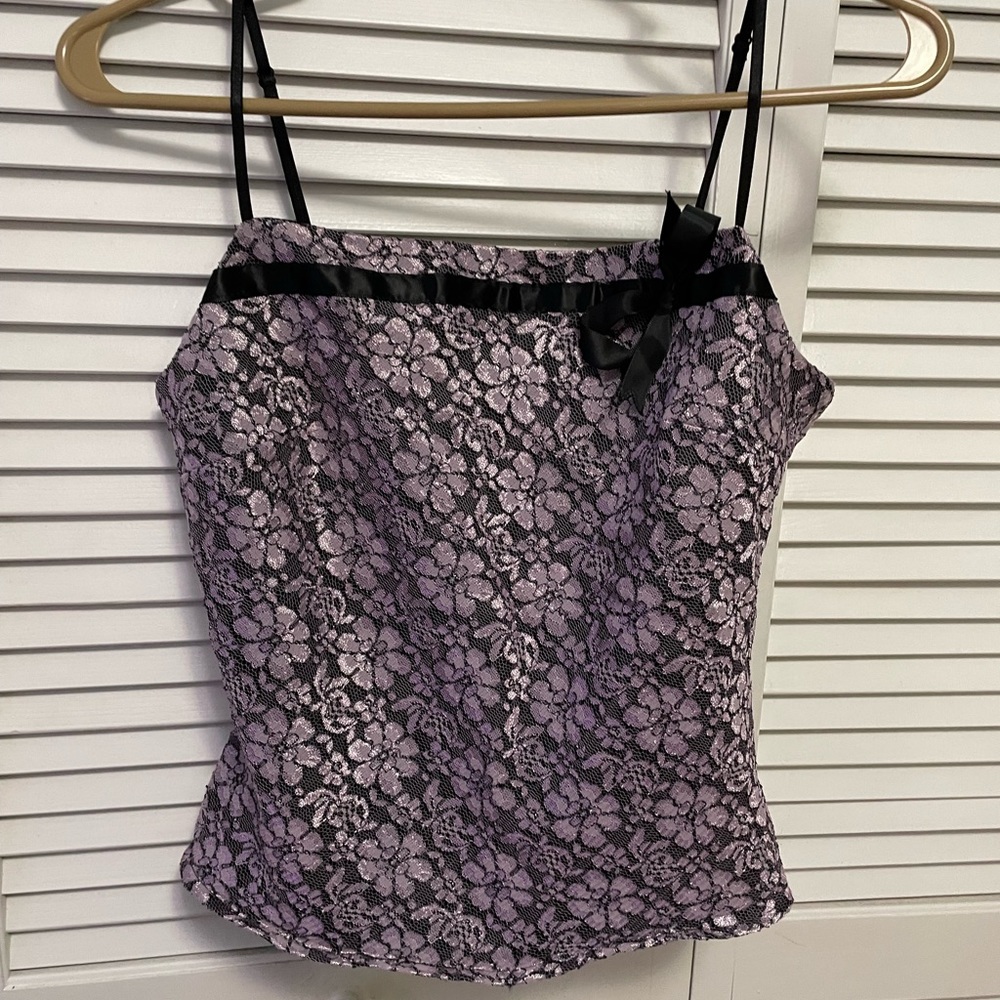 Purple lace cami with a bow